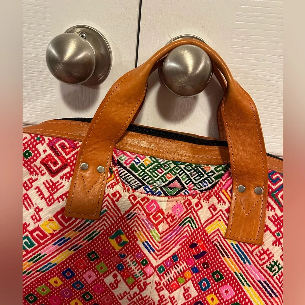 Nena & Co large woven and leather tote - Picture 3 of 16